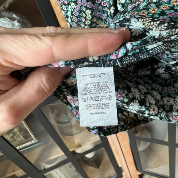 LOFT Blouse long sleeve Petite Garden Dobby Tie Back Ruffle top floral print bow - Picture 6 of 8